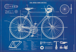 Cavallini & Co Poster Wrap / Bicycle Blueprint